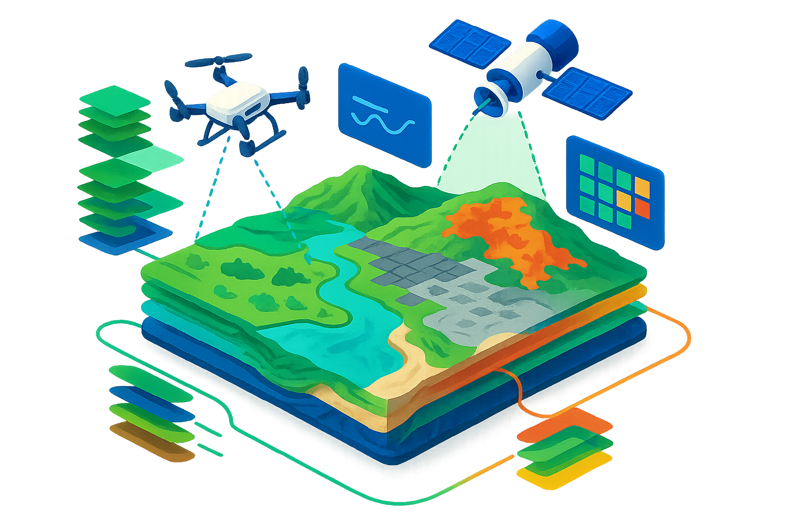Ilustração Geoprocessamento e Sensoriamento Remoto